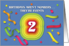 Happy 2nd Birthday Celebration with confetti and streamers card