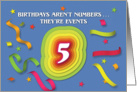 Happy 5th Birthday Celebration with confetti and streamers card