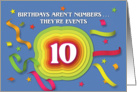 Happy 10th Birthday Celebration with confetti and streamers card