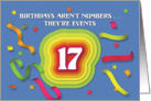 Happy 17th Birthday Celebration with confetti and streamers card