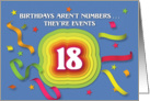 Happy 18th Birthday Celebration with confetti and streamers card