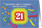 Happy 21st Birthday Celebration with confetti and streamers card