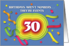 Happy 30th Birthday Celebration with confetti and streamers card