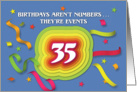 Happy 35th Birthday Celebration with confetti and streamers card