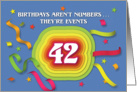 Happy 42nd Birthday Celebration with confetti and streamers card
