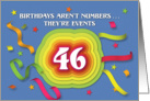 Happy 46th Birthday Celebration with confetti and streamers card