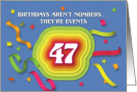 Happy 47th Birthday Celebration with confetti and streamers card