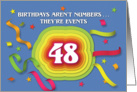 Happy 48th Birthday Celebration with confetti and streamers card