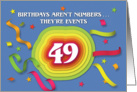 Happy 49th Birthday Celebration with confetti and streamers card