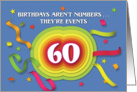 Happy 60th Birthday Celebration with confetti and streamers card