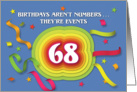 Happy 68th Birthday Celebration with confetti and streamers card