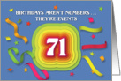 Happy 71st Birthday Celebration with confetti and streamers card