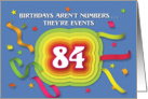 Happy 84th Birthday Celebration with confetti and streamers card