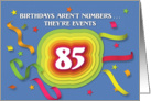 Happy 85th Birthday Celebration with confetti and streamers card