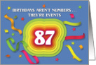 Happy 87th Birthday Celebration with confetti and streamers card