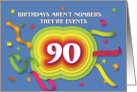 Happy 90th Birthday Celebration with confetti and streamers card