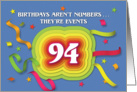 Happy 94th Birthday Celebration with confetti and streamers card