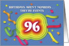 Happy 96th Birthday Celebration with confetti and streamers card