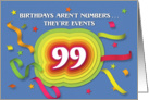 Happy 99th Birthday Celebration with confetti and streamers card