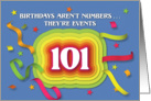 Happy 101st Birthday Celebration with confetti and streamers card