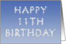 Happy 11th Birthday written in clouds card