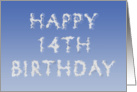 Happy 14th Birthday written in clouds card