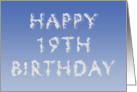 Happy 19th Birthday written in clouds card
