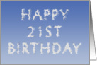Happy 21st Birthday written in clouds card