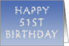 Happy 51st Birthday written in clouds card