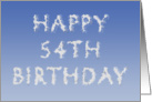 Happy 54th Birthday written in clouds card