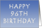 Happy 96th Birthday written in clouds card