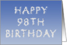 Happy 98th Birthday written in clouds card