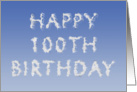 Happy 100th Birthday written in clouds card