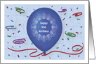 Happy 91st Birthday with blue balloon and puzzle grid card