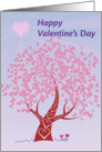 Happy Valentine’s Day, colorful tree with heart shaped leaves card