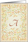 Monogram, Letter A with yellow background card
