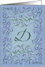 Monogram, Letter D with blue background card