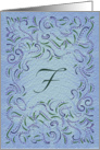 Monogram, Letter F with blue background card