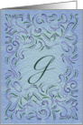 Monogram, Letter G with blue background card