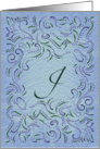 Monogram, Letter J with blue background card