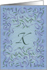 Monogram, Letter K with blue background card