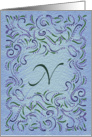 Monogram, Letter N with blue background card