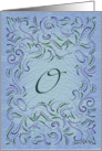 Monogram, Letter O with blue background card