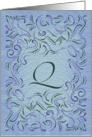 Monogram, Letter Q with blue background card
