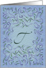 Monogram, Letter T with blue background card