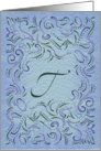 Monogram, Letter T with blue background card