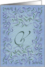 Monogram, Letter V with blue background card