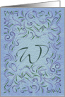 Monogram, Letter W with blue background card