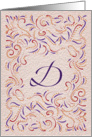 Monogram, Letter D with red background card