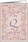 Monogram, Letter Q with red background card